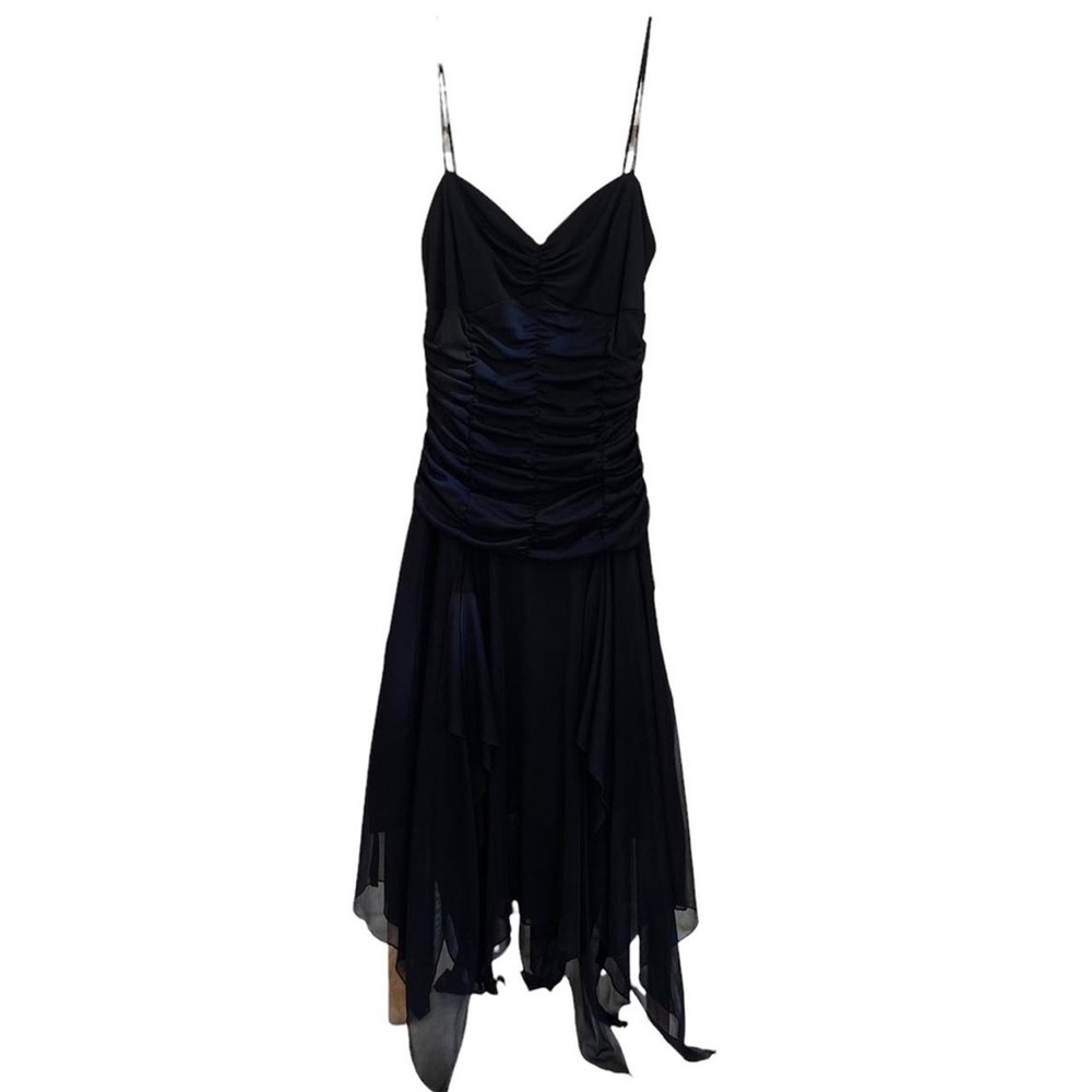 Vintage 90’s Aspeed USA Mesh asymmetrical fairy cut thin strap dress fairycore